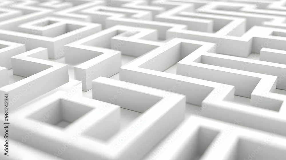 3D White Labyrinth Outline Tiles Seamless Pattern - Journey Through Mental Wellness in Janeiro Branco with 3D Icon on Isolated White Background 3D White Labyrinth Outline Tiles Seamless Pattern - Journey Through Mental Wellness in Janeiro Branco with 3D Icon on Isolated White Background