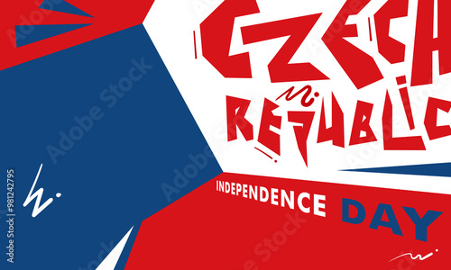 Czech republic independence day background with irregular art illustration style in flat design