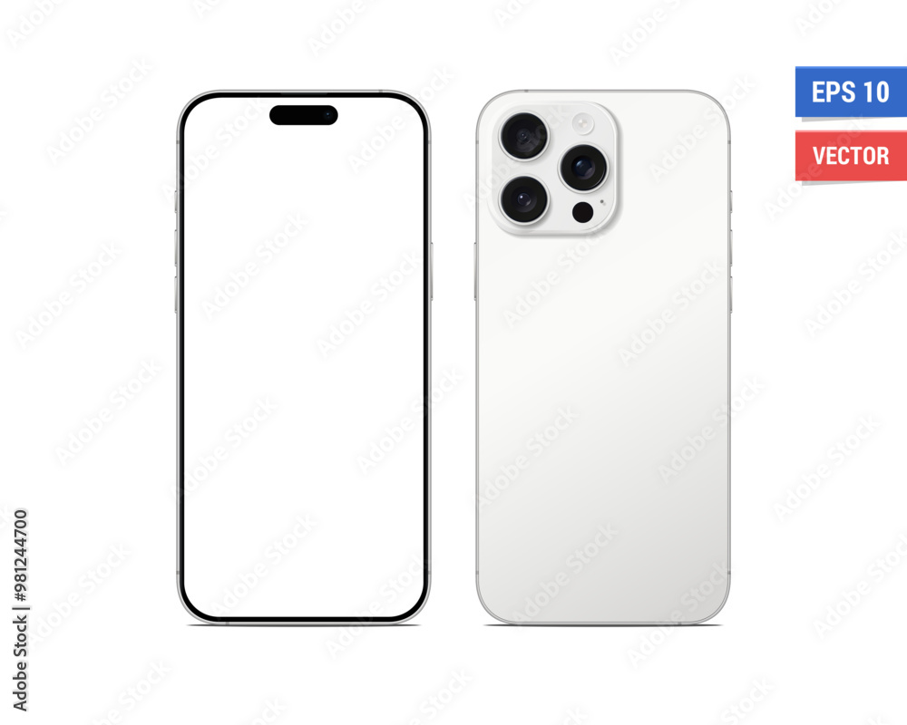 Realistic vector Apple iPhone 16 Pro Max mockup with blank screen isolated on white background. Scale image any resolution Realistic vector Apple iPhone 16 Pro Max mockup with blank screen isolated on white background. Scale image any resolution