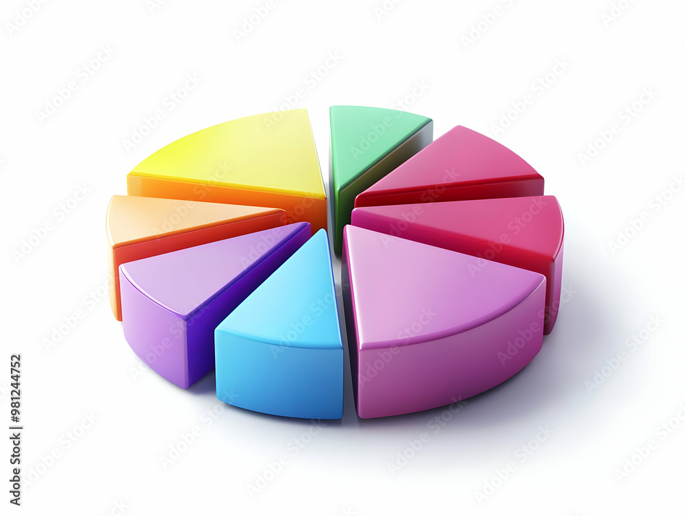 Obraz premium 3D Pie Chart Illustration of Campaign Budget Allocation - Flat Vector Concept with Detailed Spending Categories, Isolated on White Background for Smart Business Visualization