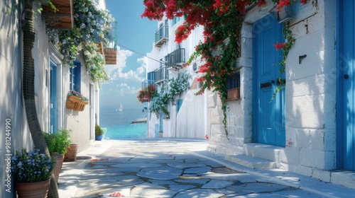 Charming Greek Village Street photo