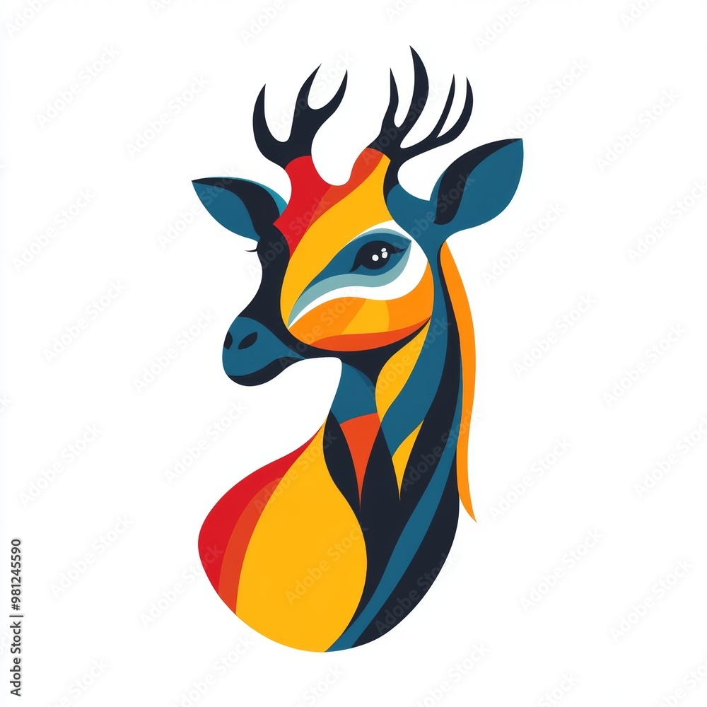 Fototapeta premium Abstract Colorful Deer Head Illustration