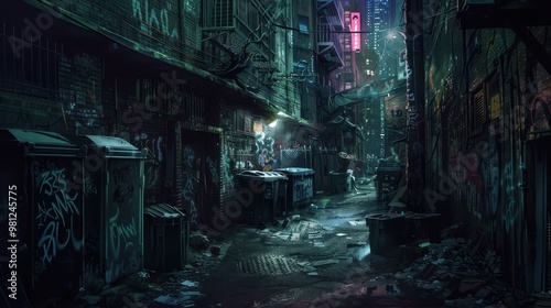 Urban Back Alley at Night