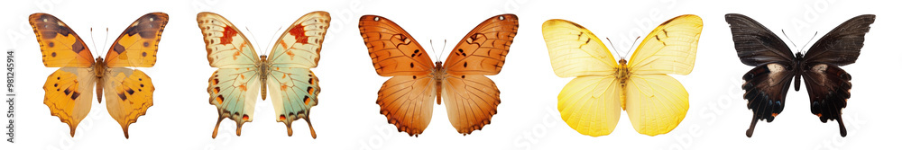 Real pressed butterfly png cut out element set Real pressed butterfly png cut out element set