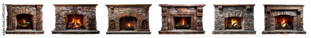 Luxury fireplace png cut out element set Luxury fireplace png cut out element set
