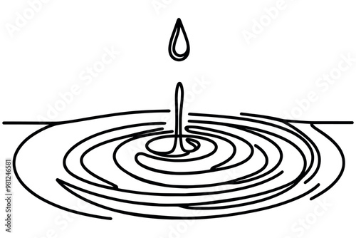 Continuous line drawing of drop of water. Vector illustration.