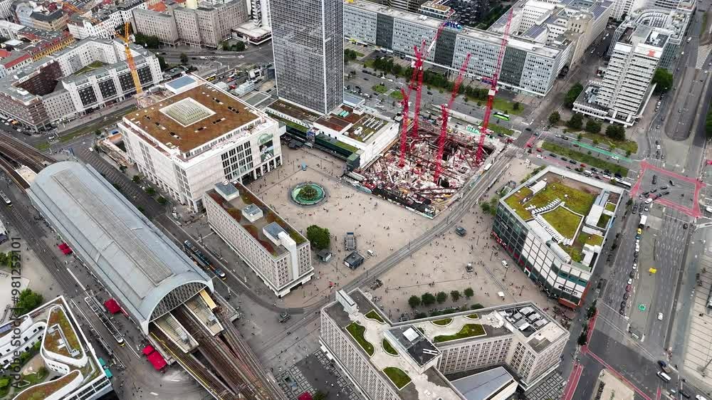 Aerial view of Alexanderplatz (Alexander Square) in Berlin, Germany