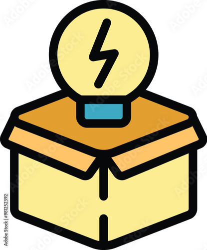 Light bulb is sitting on top of a cardboard box, representing the concept of delivering innovative ideas