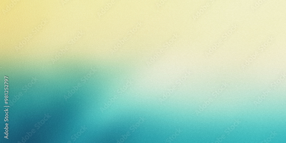 Gradient background with turquoise and deep ocean blue tones on a light yellow backdrop, noise texture effect Gradient background with turquoise and deep ocean blue tones on a light yellow backdrop, noise texture effect