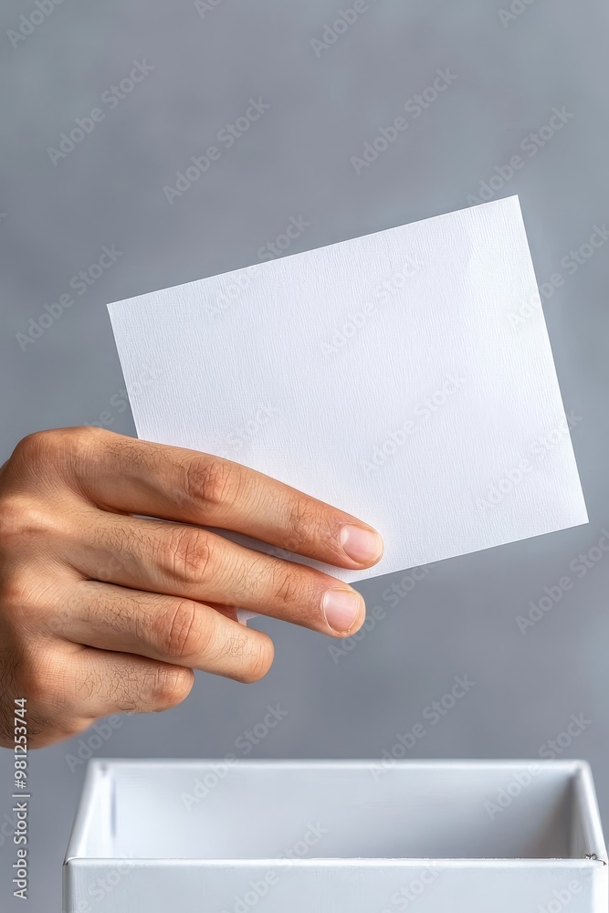 Voter placing their completed mail-in ballot into an official dropbox, absentee voting, secure election Voter placing their completed mail-in ballot into an official dropbox, absentee voting, secure election