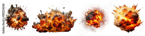 Fire exploding png cut out element set