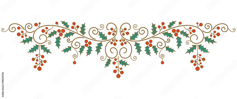 christmas vector , christmas holly berry line art style illustration christmas vector , christmas holly berry line art style illustration