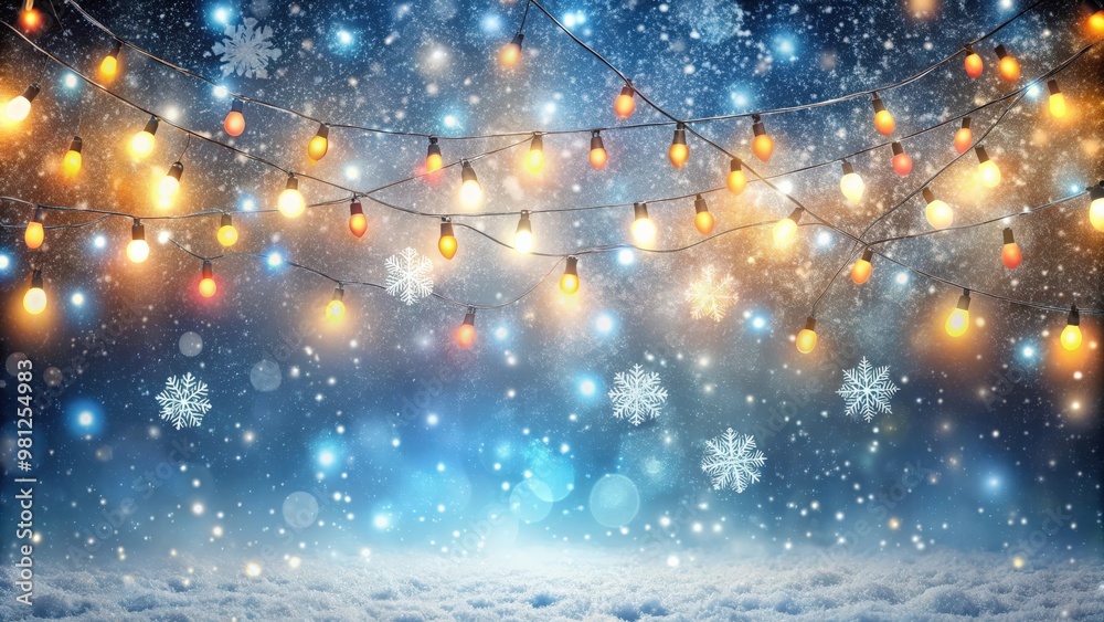 Christmas background with falling snow and glowing lights , Christmas, decoration, winter, festive, holiday, snowfall, lights Christmas background with falling snow and glowing lights , Christmas, decoration, winter, festive, holiday, snowfall, lights