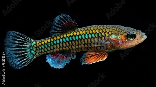 Killifish: A Killifish with an elongated body and colorful markings