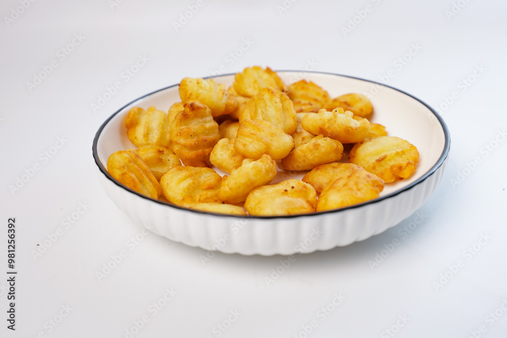 potato balls. Snack made from potatoes and fried flour on a white background potato balls. Snack made from potatoes and fried flour on a white background