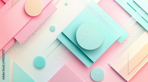 Bold Geometric 3D Abstract with Pastel Shapes and Clean Design