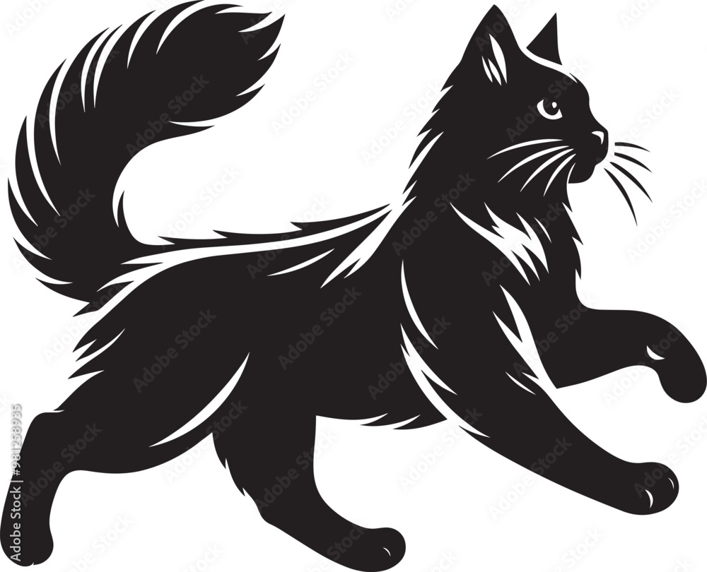 Obraz premium Cat Silhouette isolated on a white background Minimalist cute cat vector shape