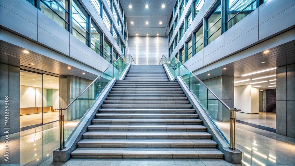 Stairs leading up in a modern building corridor, stairs, staircase, steps, architecture, interior, modern, design