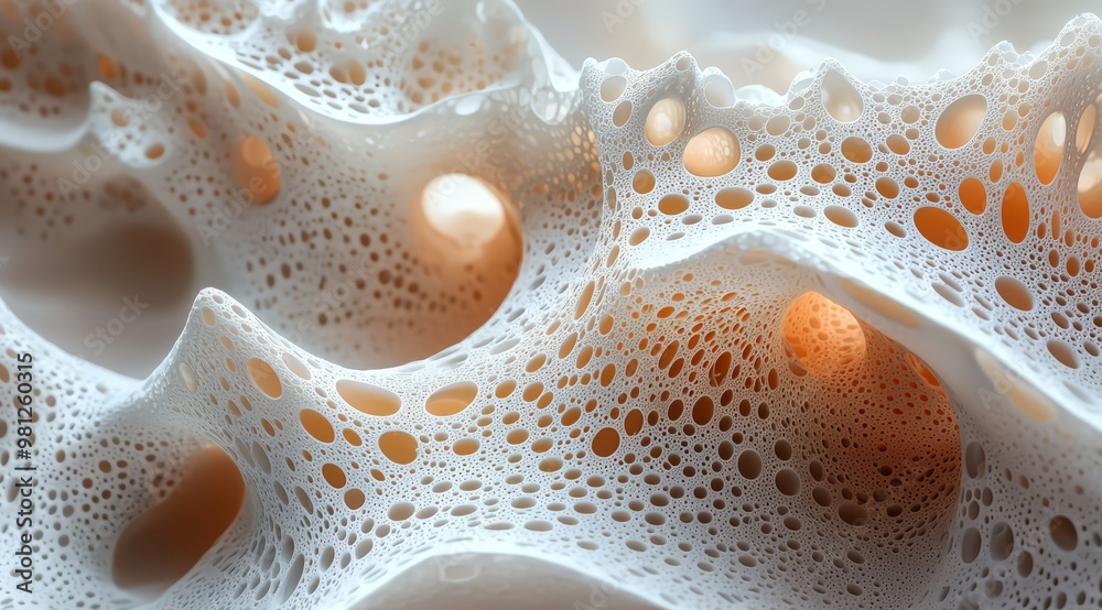 Abstract geometric swirl with detailed porous texture