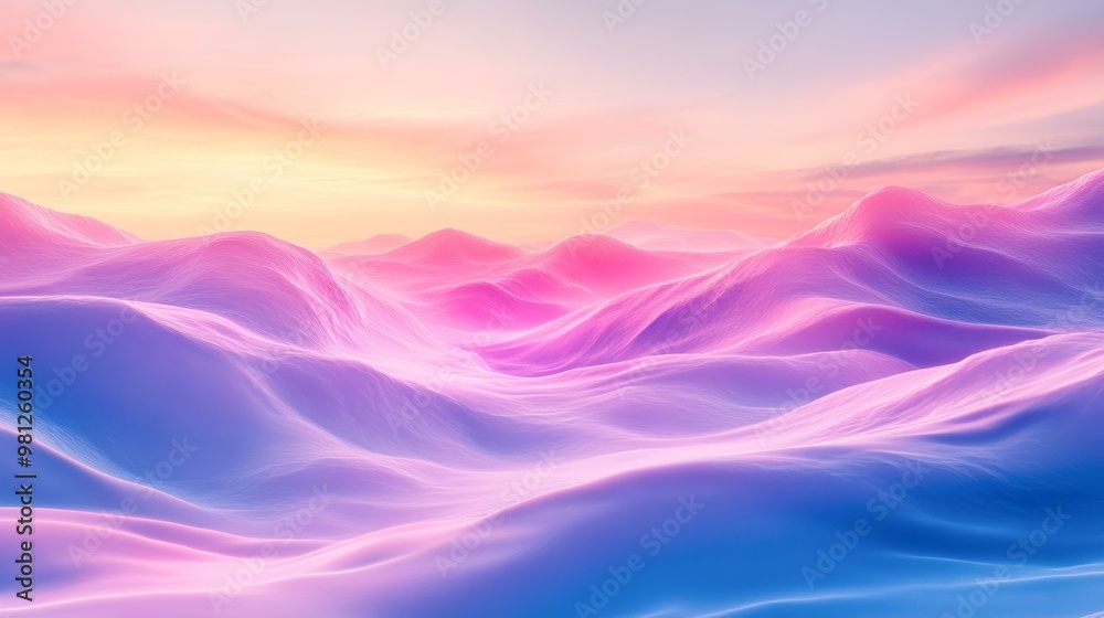 Sunset over surreal pink and blue dunes, creating a dreamy landscape with soft gradients, perfect for backgrounds, wallpapers, or inspirational content emphasizing tranquility and otherworldly beauty Sunset over surreal pink and blue dunes, creating a dreamy landscape with soft gradients, perfect for backgrounds, wallpapers, or inspirational content emphasizing tranquility and otherworldly beauty