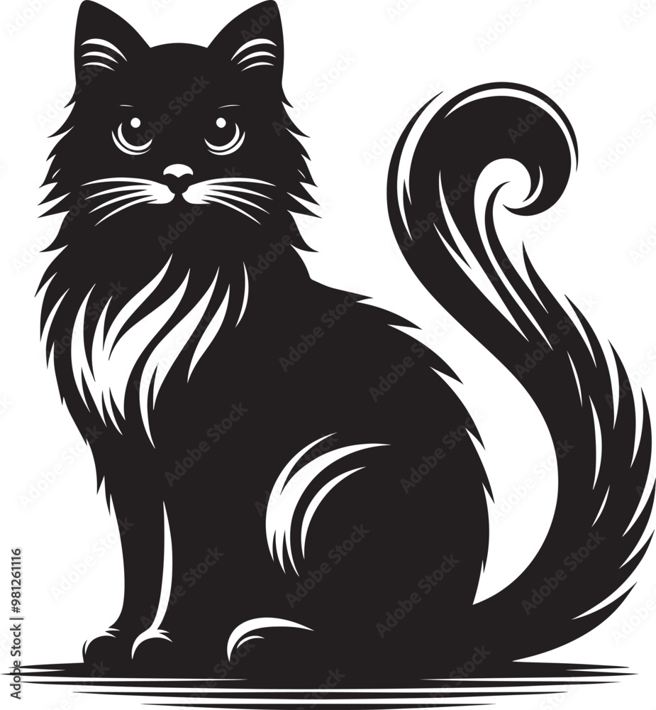 Cat Silhouette isolated on a white background Minimalist cute cat vector shape Cat Silhouette isolated on a white background Minimalist cute cat vector shape