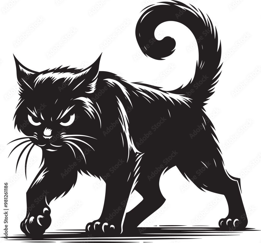 Obraz premium Cat Silhouette isolated on a white background Minimalist cute cat vector shape