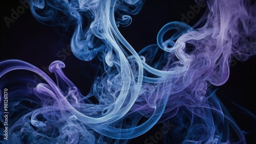 Abstract swirls of smoke in calming blue and purple tones