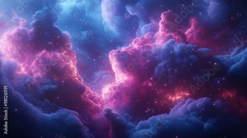 Cosmic Cloudscape with Stars and Nebulae