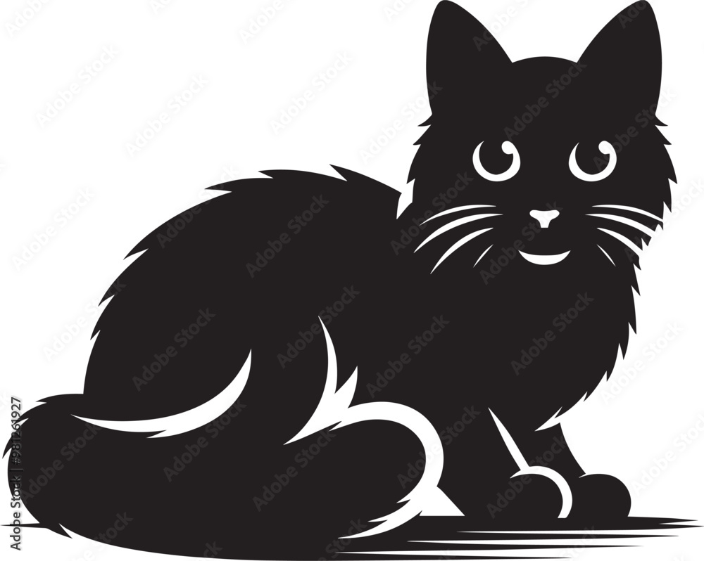 Cat Silhouette isolated on a white background Minimalist cute cat vector shape Cat Silhouette isolated on a white background Minimalist cute cat vector shape