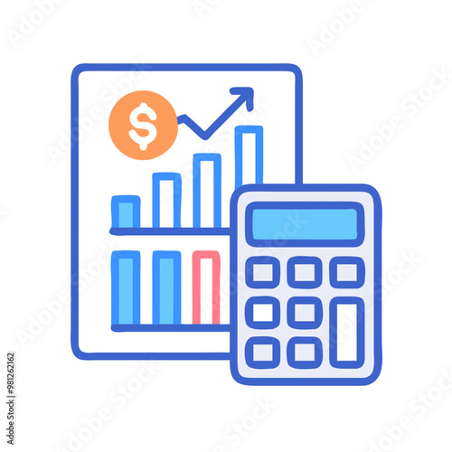 Financial Chart and Calculator, Business Growth and Profit Illustration