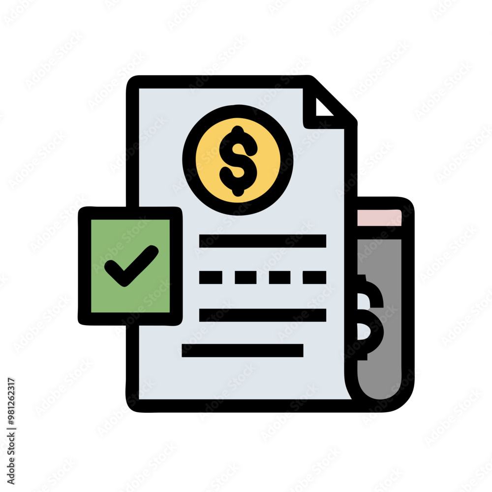 Bill with dollar symbol and checkmark for payment confirmation
Bill with dollar symbol and checkmark for payment confirmation