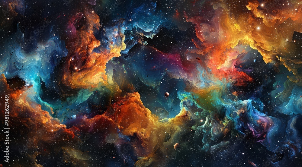 Obraz premium Neon and Neutral Cosmic Landscape