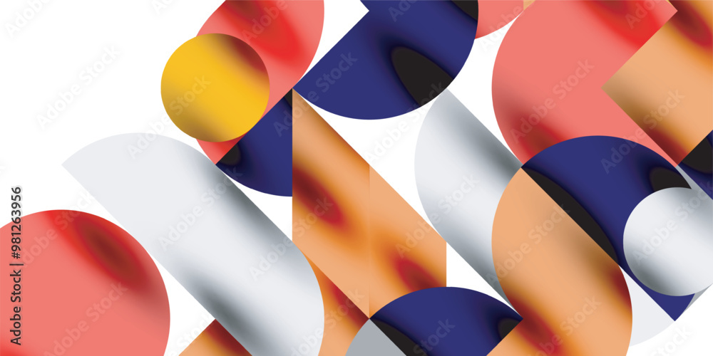 Shadow effect shiny circles and round triangles geometric modern art. Vector Illustration For Wallpaper, Banner, Background, Card, Book Illustration, landing page Shadow effect shiny circles and round triangles geometric modern art. Vector Illustration For Wallpaper, Banner, Background, Card, Book Illustration, landing page