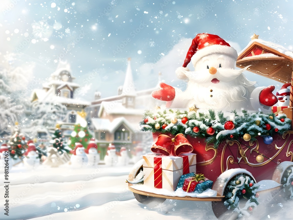 Obraz premium Magical Christmas Parade with Enchanted Floats Powered by Holiday Spirit