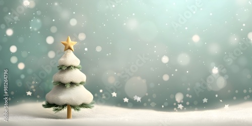 Magical Christmas Tree with Glowing Star in Snowy Winter Landscape