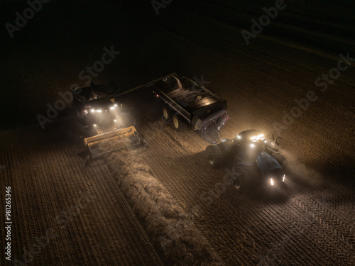 фотографія Drone Image of Harvest Swather Combine
