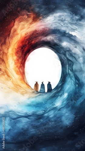 Three Figures Journeying Through Cosmic Wormhole Landscape