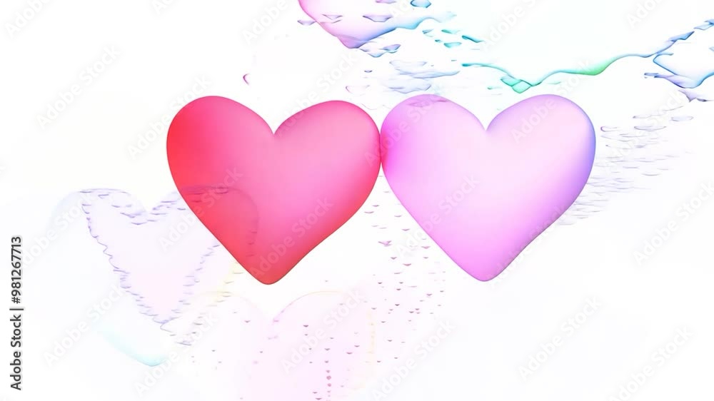 Multicolored hearts are floating on a white background. This romantic and dreamy visual could be perfect for valentine's day, weddings, or any project that celebrates love Multicolored hearts are floating on a white background. This romantic and dreamy visual could be perfect for valentine's day, weddings, or any project that celebrates love