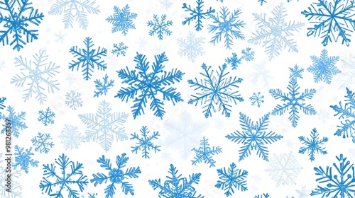 Abstract blue snowflake pattern on a white background, vector illustration, flat design, digital art, simple, minimalistic