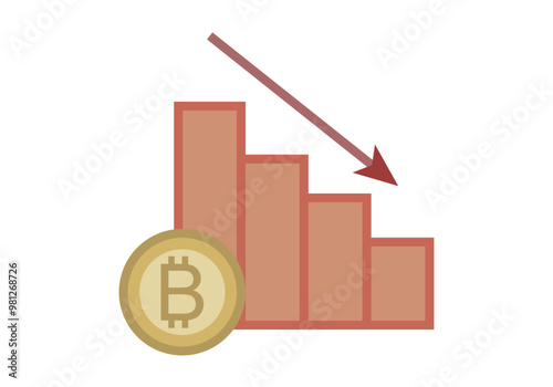 Gráfico de barras rojo de caída valor bitcoin 