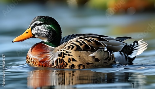 Common Eider Resting Along the Serene Coastline of Noss in the Shetland Islands photo