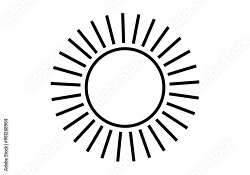 Icono negro de un sol con rayos 