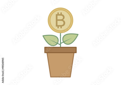 Planta de bitcoin en una maceta