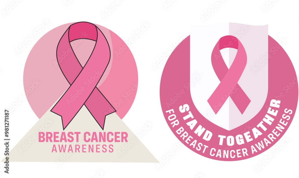 Breast cancer awareness campaign post and badges vector illustrations for month of October to spread pink ribbon awareness Breast cancer awareness campaign post and badges vector illustrations for month of October to spread pink ribbon awareness