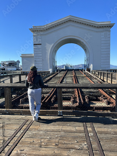 Walking on bridge 