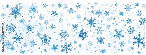 Abstract blue snowflake pattern on a white background, vector illustration, flat design, digital art, simple, minimalistic