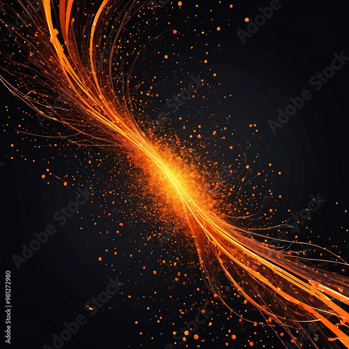 Abstract beautiful creeping fire background texture Bright glowing waves of electric fire neon energy lines photo