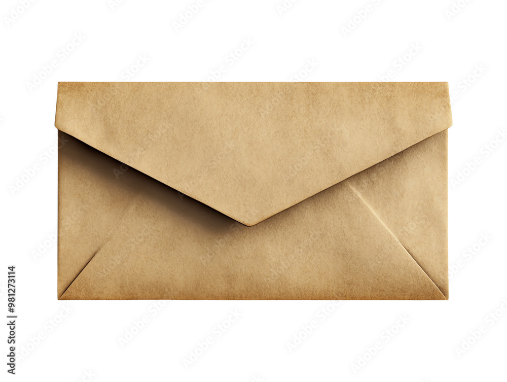 Brown envelope, isolated on transparent background.