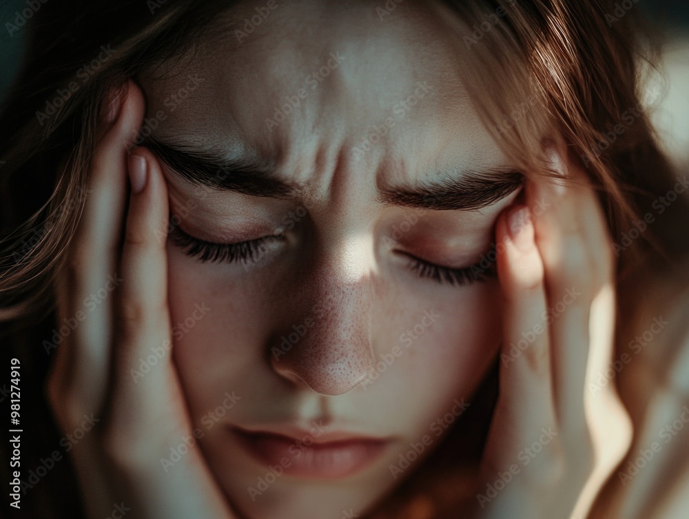 Contemplative Young Woman with a Headache Contemplative Young Woman with a Headache
