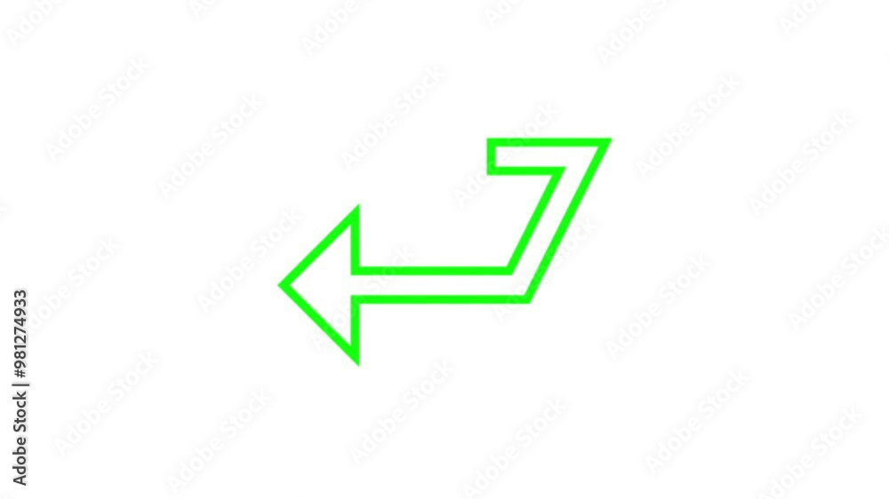 The road curves to the left arrow animation on black background. The road curves to the left arrow animation on black background.